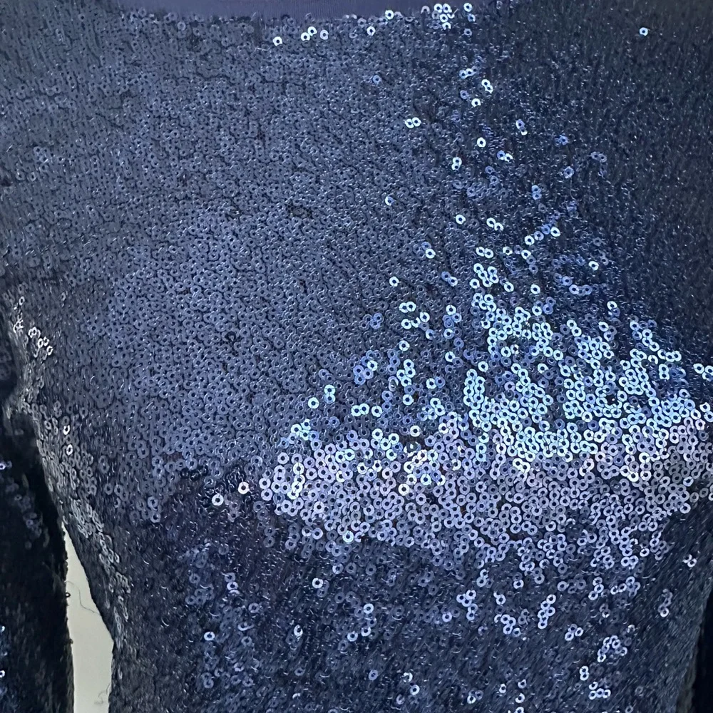 Cupio Navy Sequin cocktail Dress. Long sleeves. Sparkles. - Picture 6 of 9